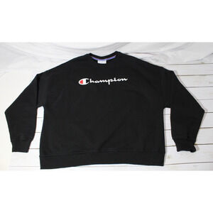 Champion Black Sweatshirt Men's XL Crewneck Long Sleeve Logo Outdoors